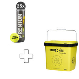 Tennis-Point 25x Premium Tennisball 4er plus Balleimer eckig